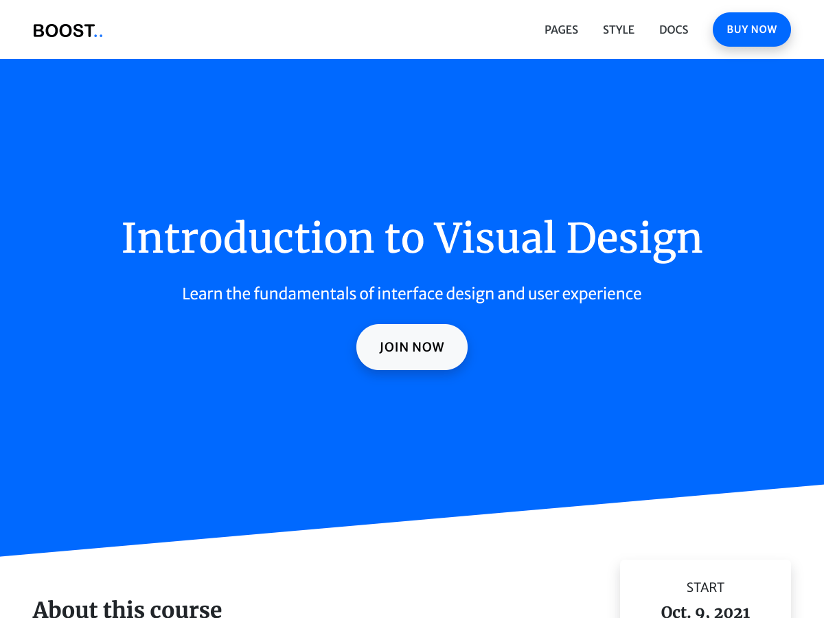 Course landing page